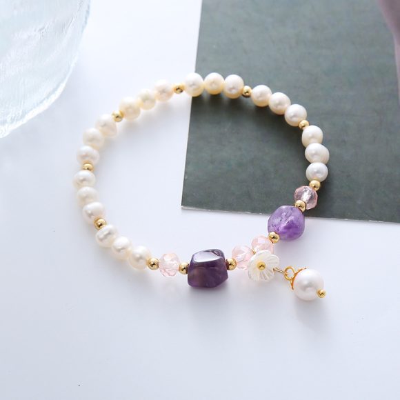 Natural Freshwater Pearl Crystal Bracelet For Women - Image 3