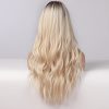 European And American Style Wig Female High-temperature Fiber Hair Brown Golden Gradient Medium Points Without Bangs Big Wave Curly Hair - Image 8