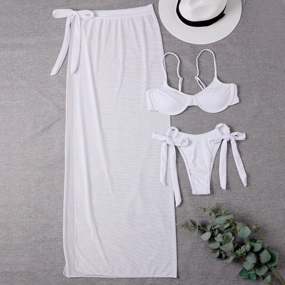 Three Piece Mesh Skirt Bikini - Image 2
