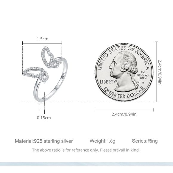 White Gold Plated Zircon Hollow Insect Ring - Image 4