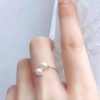 18k Gold Pearl Elastic Ring Au750 Color Gold Adjustable - Image 3