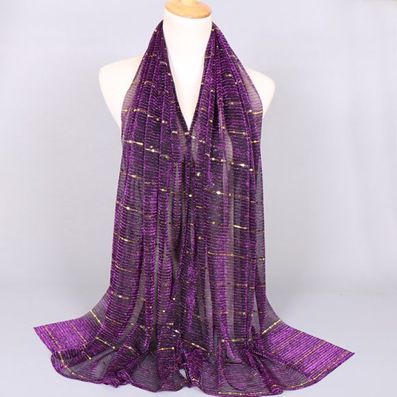 New Women's Lamp Wick Silk Sequined Scarf - Image 9