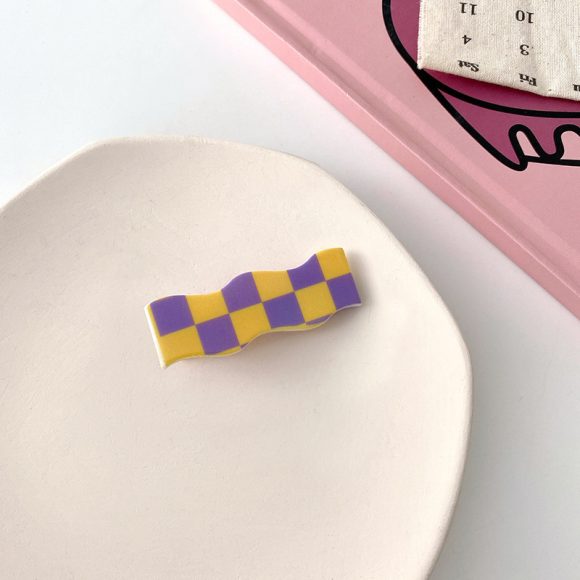 Wavy Checkerboard Hair Clips Sweet Versatile Bangs Clips - Image 2