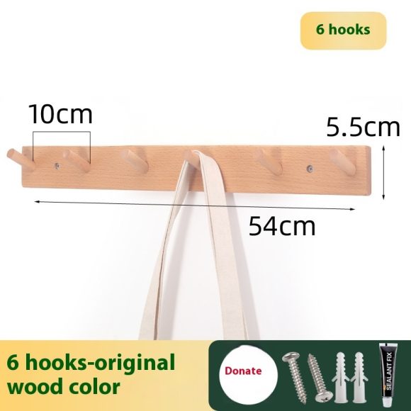 Clothes Hanging Rack Solid Wood Hook Strong Clothes Hook - Image 5