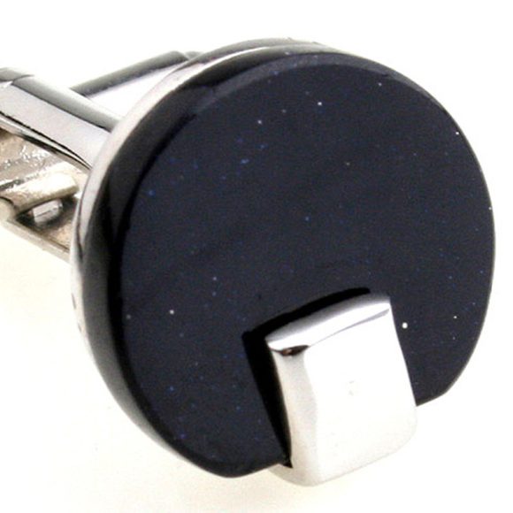 Men's Fashion Round Black Onyx Cufflinks - Image 2