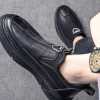 Solid Color Casual Round Toe Leather Shoes For Men