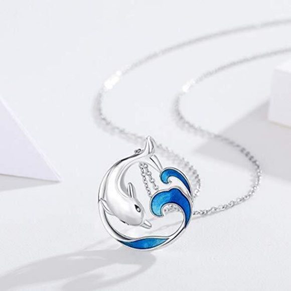 Cute Dolphin Wave Round Necklace - Image 3