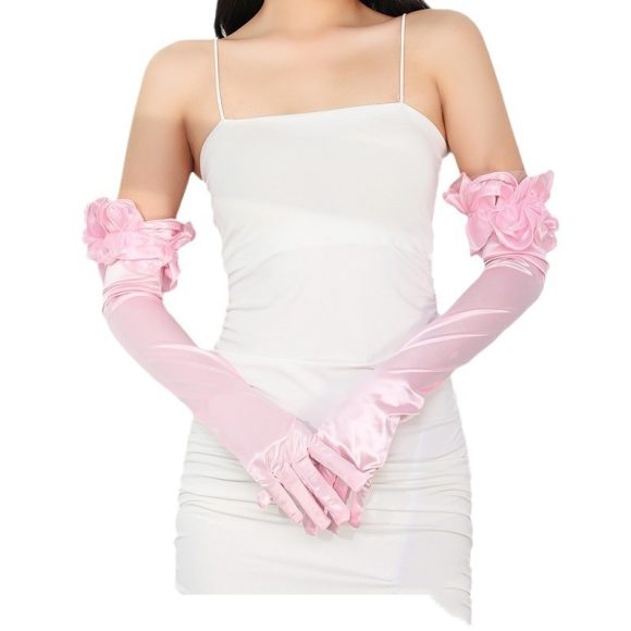Satin Stretch Long Wedding Dress Etiquette Gloves Elegant - Image 5