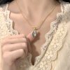 Simple Retro Water Drop Aquamarine Necklace For Women