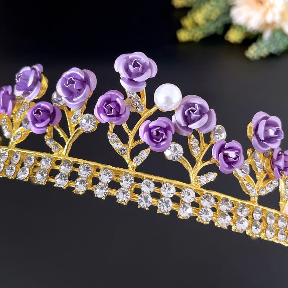Purple Rose Crystal Jewelry Crown - Image 4