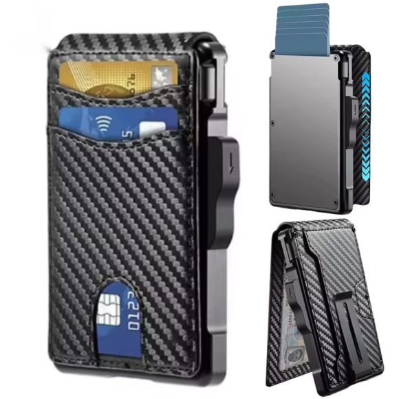 Men's Hot Sale Card Holder Metal Magnetic Flip Wallet - Image 4