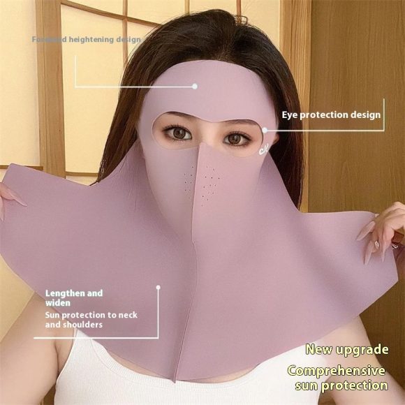 Summer Ice Silk Full Face Seamless Neck And Forehead Integrated Sun Mask - Image 2