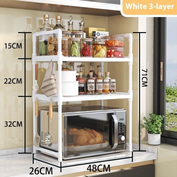 Multi-functional Kitchen Microwave Oven Storage Double-layer Kitchen Seasoning Rack - Image 9