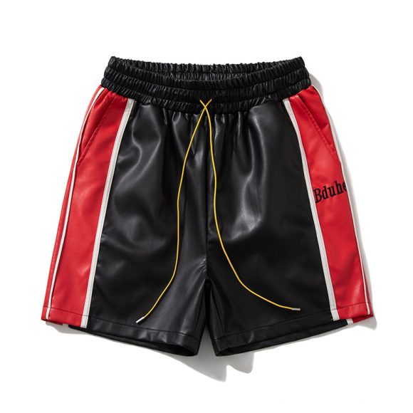 Embroidered Letter Color Matching Drawstring Beach Pants - Image 5