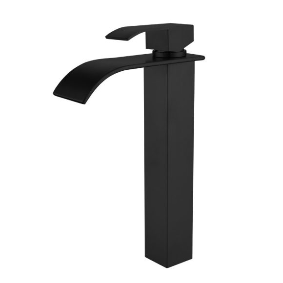 Waterfall Bathroom Wash Basin Toilet Bathroom Table Counter Basin Tap Hot And Cold Black - Image 5