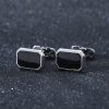 European And American Round Geometric Black Gemstone Cufflinks - Image 5