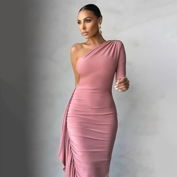 Fashion Design, Temperament, Slim Fit, Pleated Skirt, Long-sleeved Dress - Image 2