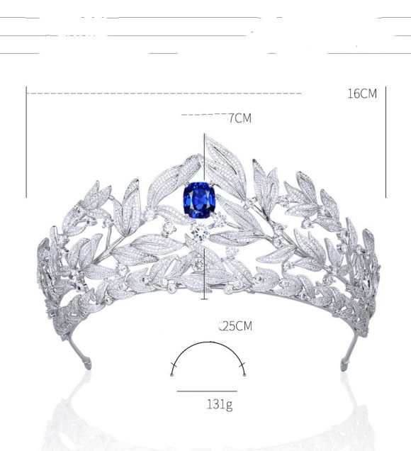 Sapphire Crown Copper Micro Inlay AAA Zircon Crown Wedding Headdress - Image 2