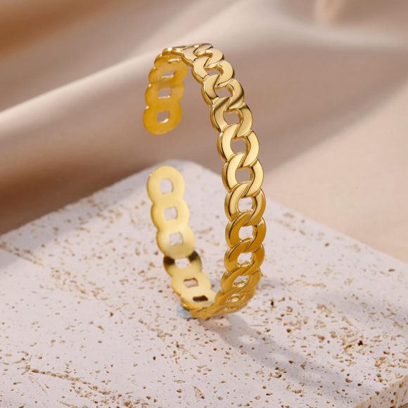 Simple Pleated Pattern Opening Bracelet Women - Image 3