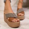 Cross Leopard Plaid Wedge Sandals - Image 2