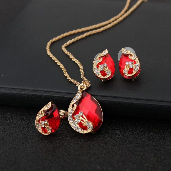 Geometric Gem Earrings Necklace Jewelry Suit - Image 3