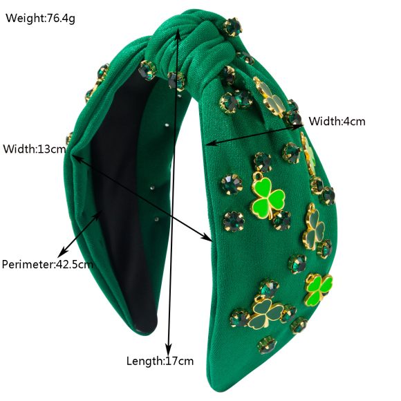 Rhinestone Green Clover Decoration Hair Accessories Hair Hoop Female - Image 2