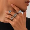 European And American Fashion Cool Pleated Lava Metal Gemstone Ring For Men - Image 5