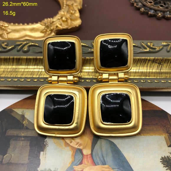 Antique Necklace Earrings Classic Black Enamel Necklace Suit - Image 7