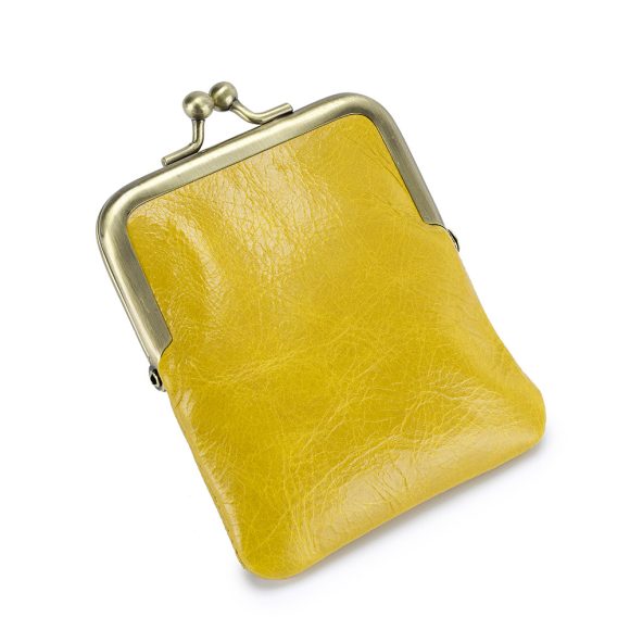 First Layer Oil Wax Cowhide Retro Compact Clip Coin Purse - Image 4