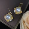 Vintage Court Style Advanced Light Luxury Stud Earrings French Style Temperament 925 Silver Needle