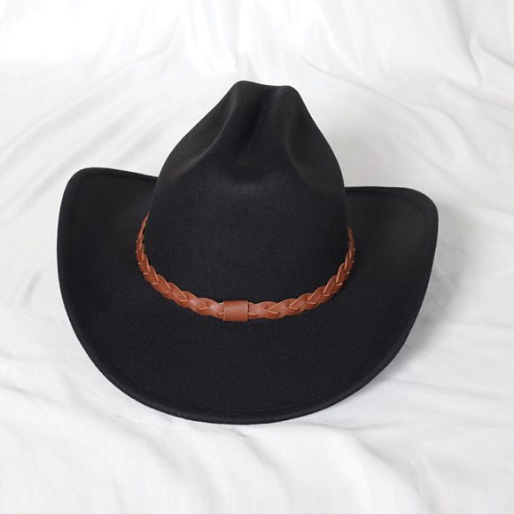 Wide Brim Western Denim Top Hat - Image 2