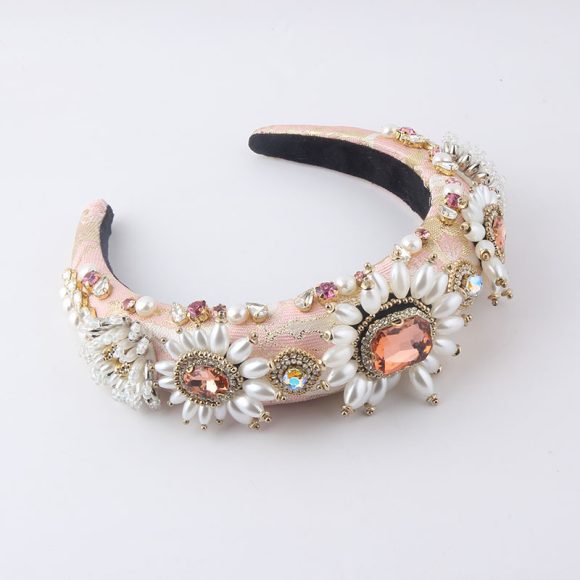 New Fashion European And American Style Baroque Light Luxury Sponge Rhinestone Pearl GEM Headband - Image 6