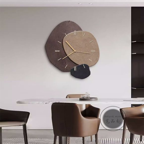 New Chinese Style Dining Room Dining Table Hanging Painting Punch-free Wall Clock - Image 3