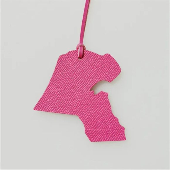 Map-shaped Leather Handbag Pendant - Image 2
