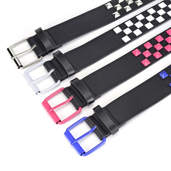 Women's European And American Square Bead Pyramid Punk Wide Belt - Image 4