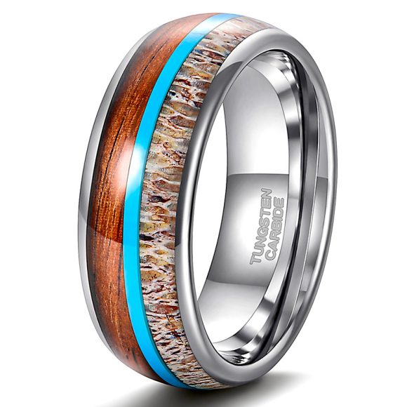 Antlers Turquoise And Acacia Mangium Tungsten Ring - Image 2