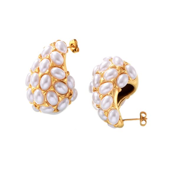 European And American Retro Drop Shape Inlaid Artificial Pearl Earrings - Image 6