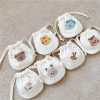 Animal Embroidery Quilted Drawstring Bun Small Bag