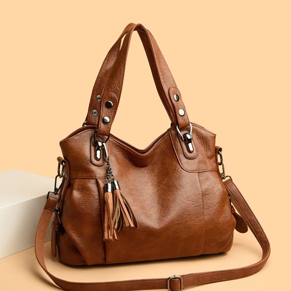 Classic Washed Sheepskin Tassel Bag Texture - Image 2