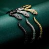 Snake-shaped Open-ended Bracelet White Gold Plated Zircon