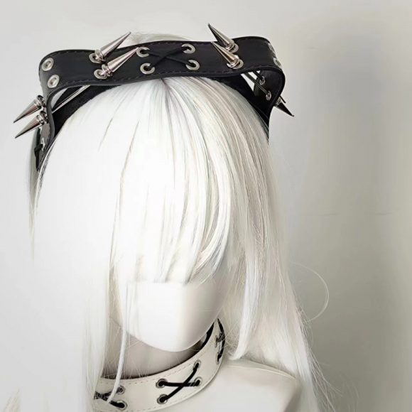 Sharp Claw Kitty Leather Punk Cat Ear Rivet Headband - Image 2