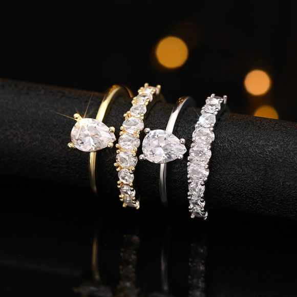 European And American Drop-shaped Design Zircon Ring Fashionable And Exquisite - Image 6