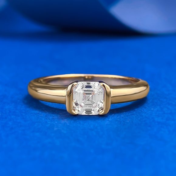 Asche Pagoda Cut White Diamond Cube Sugar Ring Female Ins - Image 4