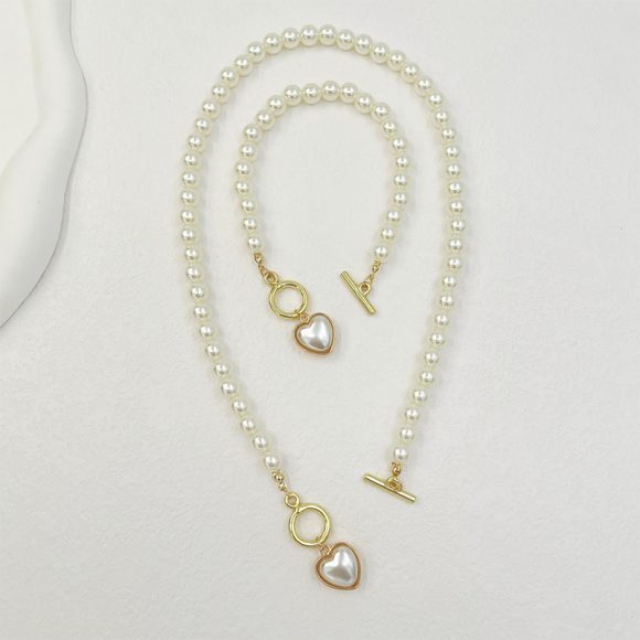 Love Pearl OT Buckle Necklace, Bracelet Set - Image 4