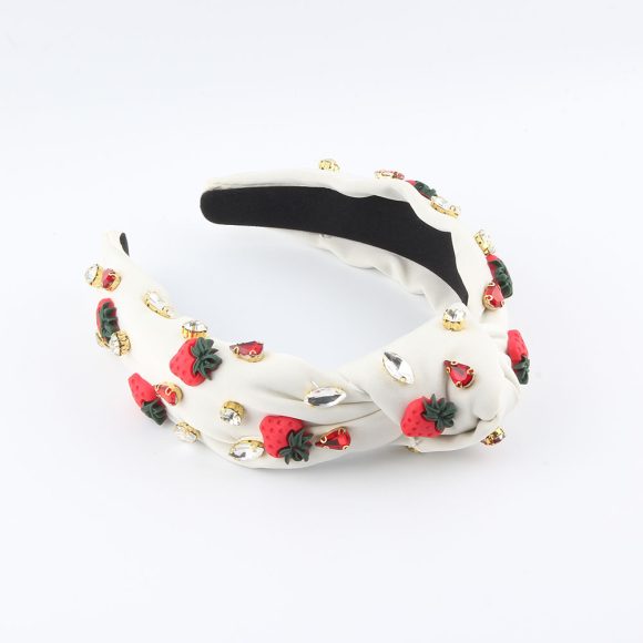New Fashion European And American Style Green Fabric Knotted Diamond-laid Headband - Image 4