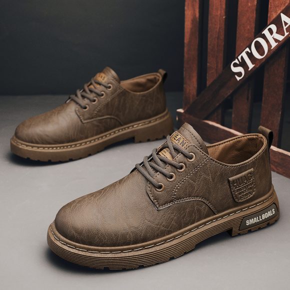 Men's Leather Boots Fashion Outdoor Leisure Low-top Work Boots - Image 7