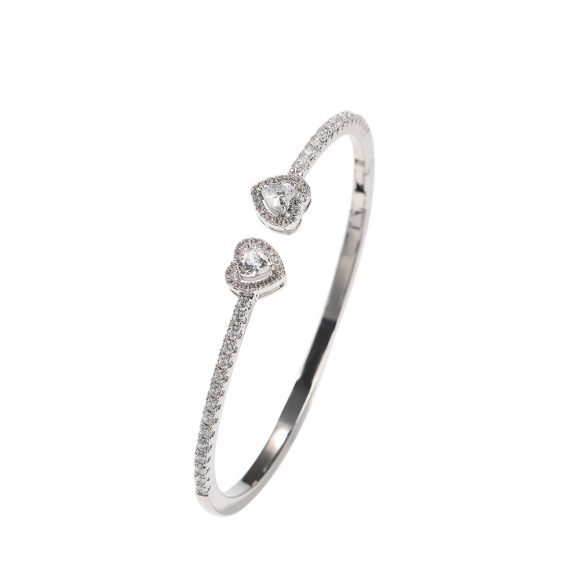 Fine Circle Pairs Of Heart Shape With Diamond Bracelets - Image 4