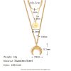 Vintage Necklace Stainless Steel Plated 18K Gold Moon Eight Awn Star Bracelet - Image 3