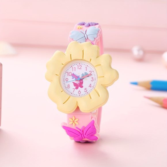 Student Girl Children Cartoon Color Cute Flowers Pattern Silicone Quartz Watch - Image 7