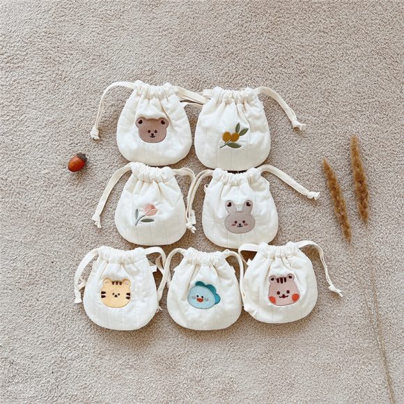 Animal Embroidery Quilted Drawstring Bun Small Bag - Image 10